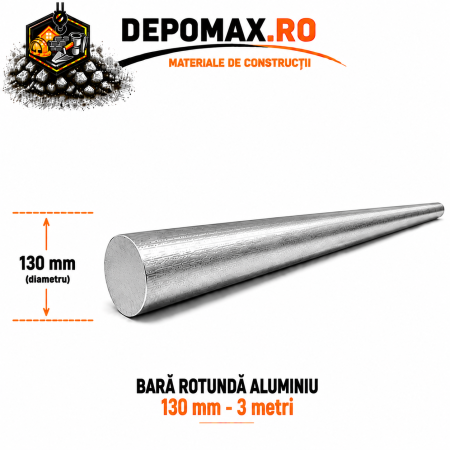 Bara rotunda aluminiu 130 mm, 3 metri, EN AW-6082